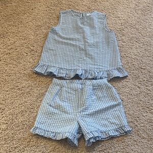 Edgehill Collection Blue Checkered Kids Shorts Set